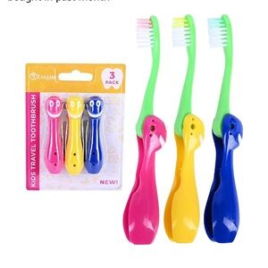 NEW FREE WITH BUNDLE Kids Travel Soft Toothbrushes Set of 3